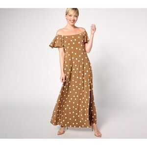 WomenControl Women's Petite Dress 2XP Como Jersey Flutter Brown A637010